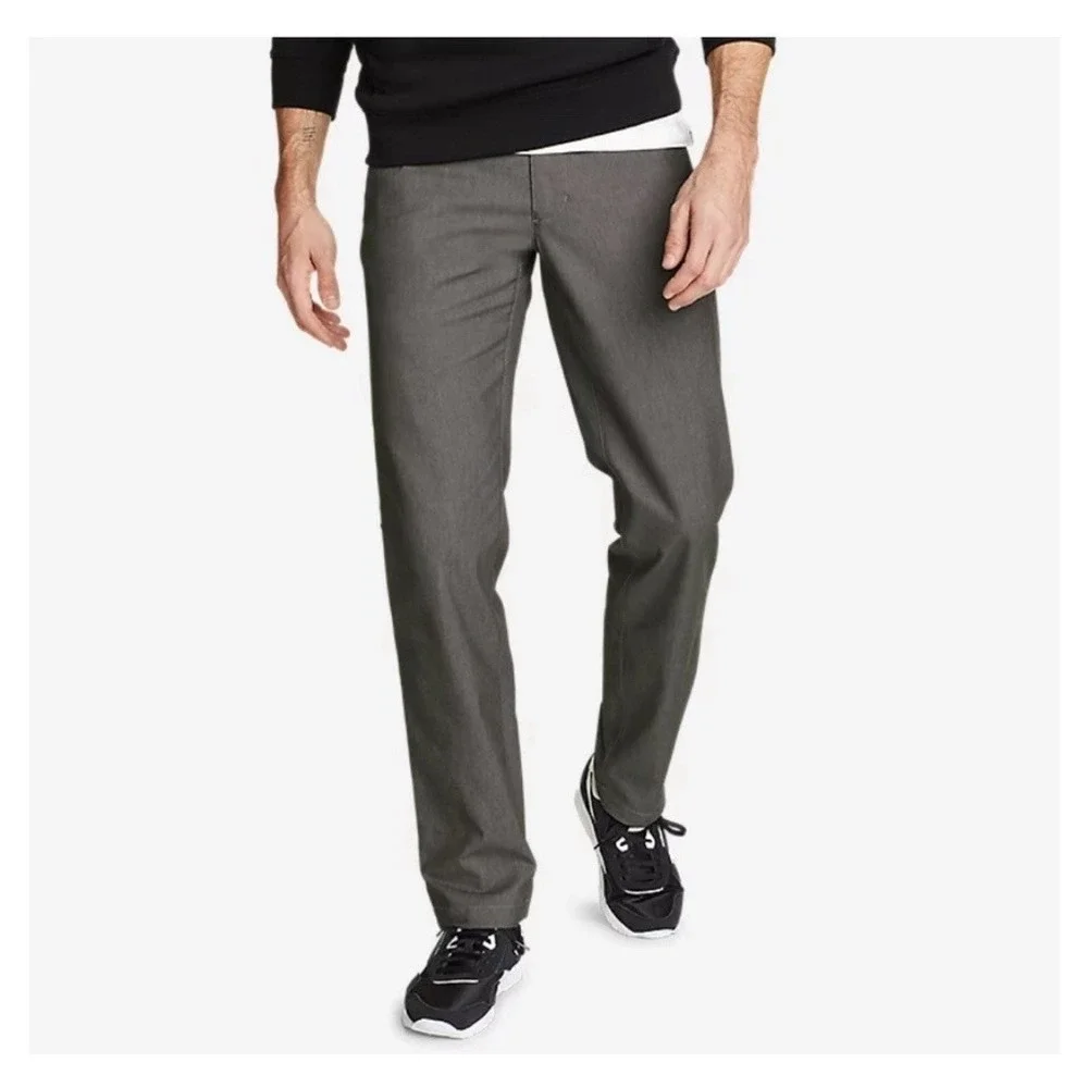 NWT Eddie Bauer Men's Flex Wrinkle Resistant Sport Chino Pant Gray Sz 40/34 Tall